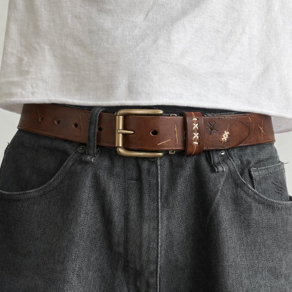 Distressed leather Belt